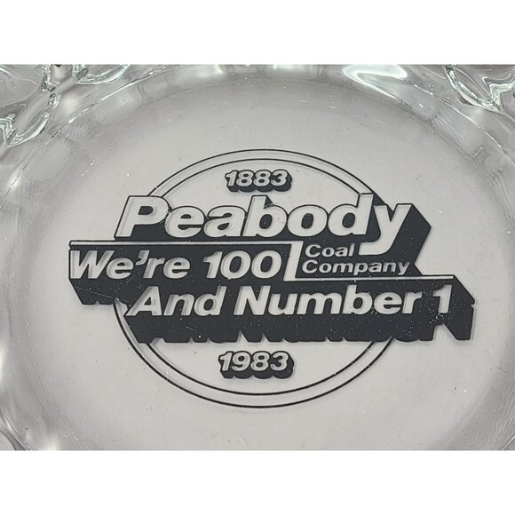 Vintage Peabody Coal Company Glass Ashtray‎ 1883-1983  Clear Glass Collectible - Picture 3 of 7